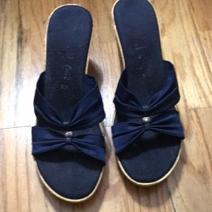 Navy wedge sandals